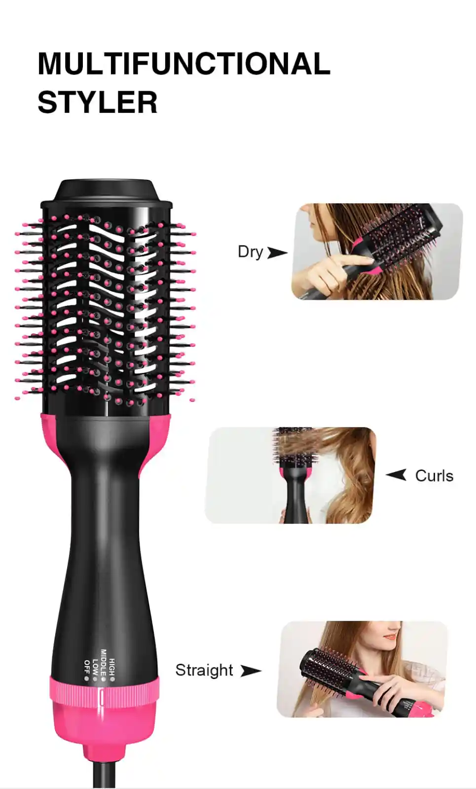 One step hair dryer and styler